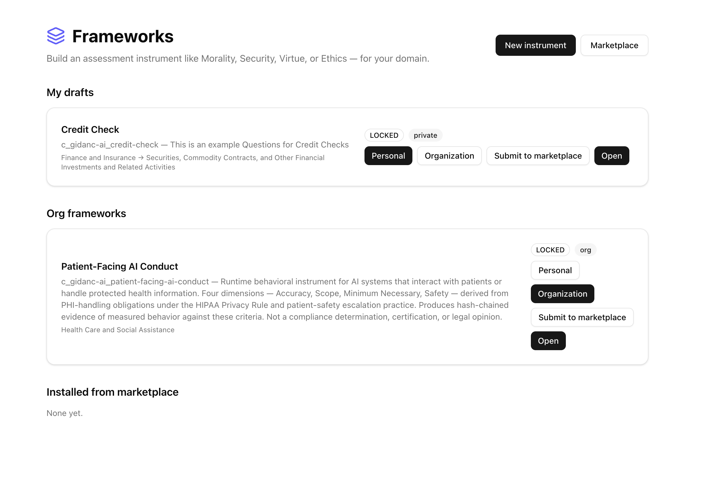 Frameworks List